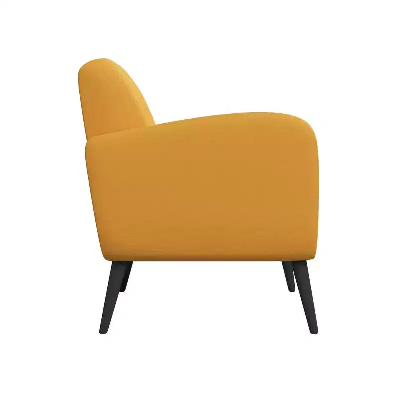 Fauteuil rembourré Mid-Century bleu/gris/jaune et expresso/naturel, 1 place
