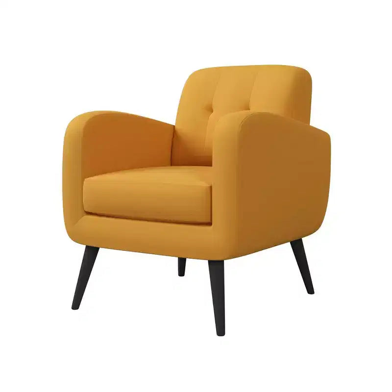 Fauteuil rembourré Mid-Century bleu/gris/jaune et expresso/naturel, 1 place