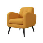 Fauteuil rembourré Mid-Century bleu/gris/jaune et expresso/naturel, 1 place