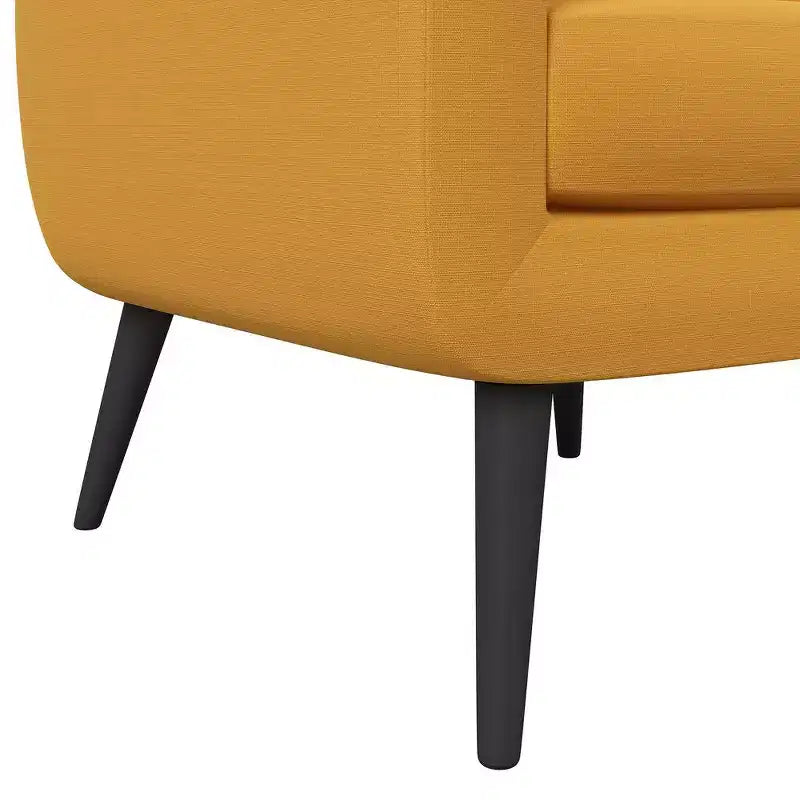 Fauteuil rembourré Mid-Century bleu/gris/jaune et expresso/naturel, 1 place