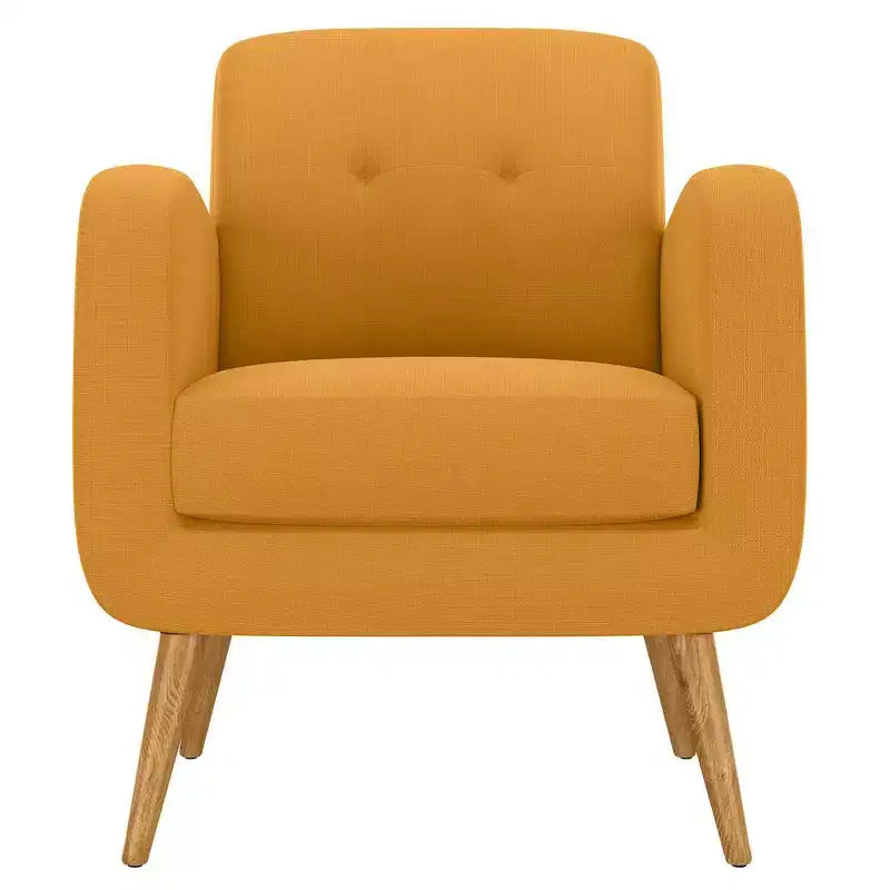 Fauteuil rembourré Mid-Century bleu/gris/jaune et expresso/naturel, 1 place