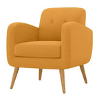 Fauteuil rembourré Mid-Century bleu/gris/jaune et expresso/naturel, 1 place