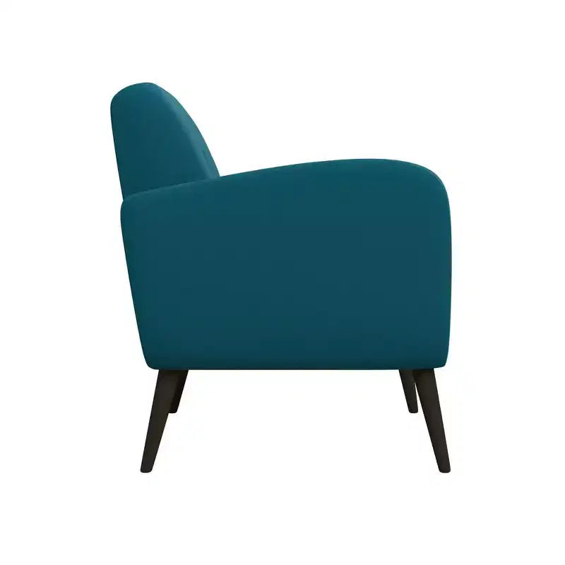 Fauteuil rembourré Mid-Century bleu/gris/jaune et expresso/naturel, 1 place