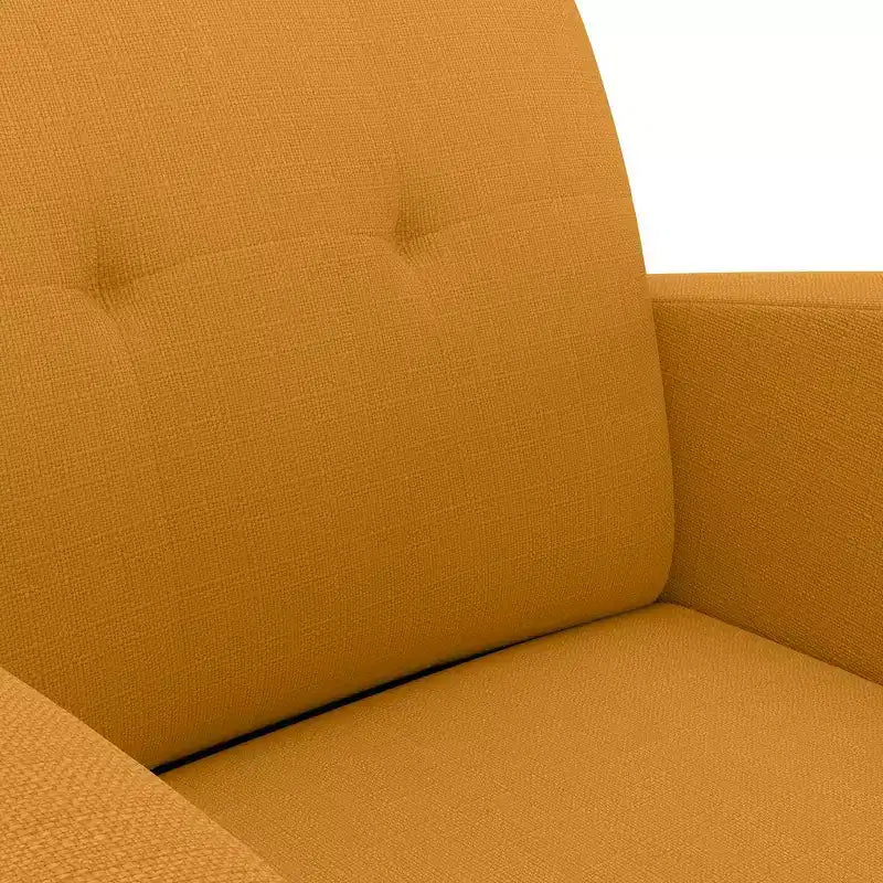 Fauteuil rembourré Mid-Century bleu/gris/jaune et expresso/naturel, 1 place