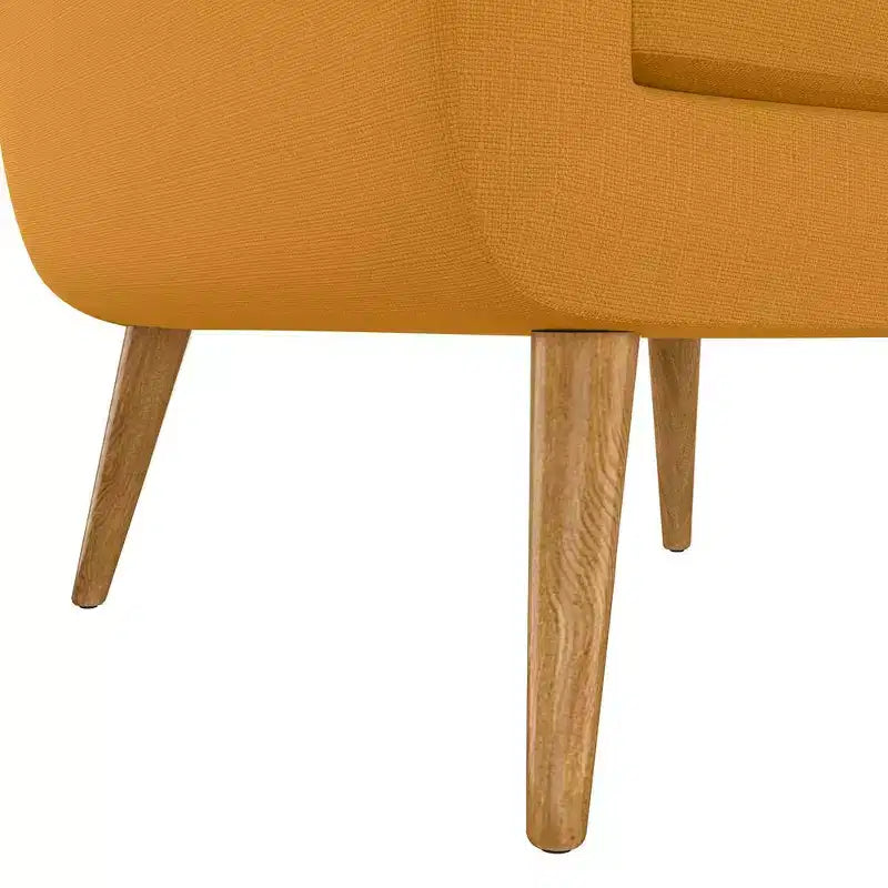 Fauteuil rembourré Mid-Century bleu/gris/jaune et expresso/naturel, 1 place