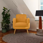 Fauteuil rembourré Mid-Century bleu/gris/jaune et expresso/naturel, 1 place