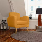 Fauteuil rembourré Mid-Century bleu/gris/jaune et expresso/naturel, 1 place