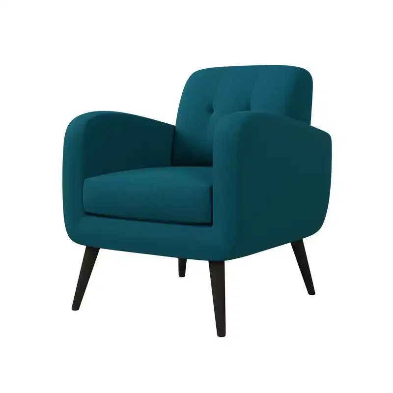 Fauteuil rembourré Mid-Century bleu/gris/jaune et expresso/naturel, 1 place