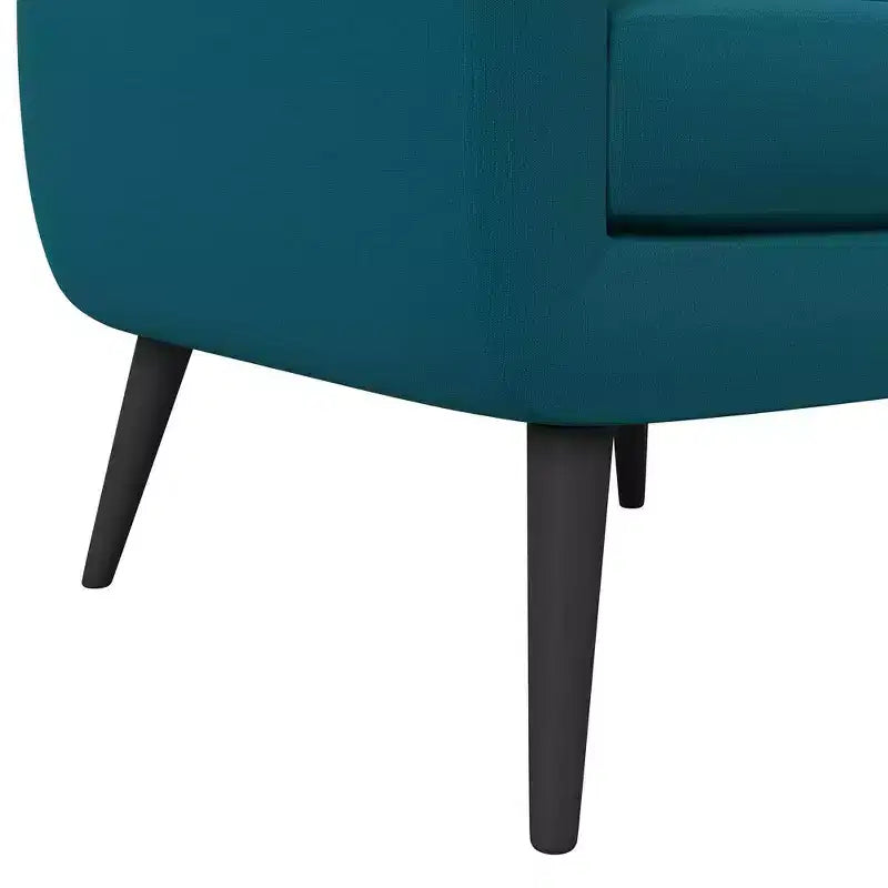 Fauteuil rembourré Mid-Century bleu/gris/jaune et expresso/naturel, 1 place