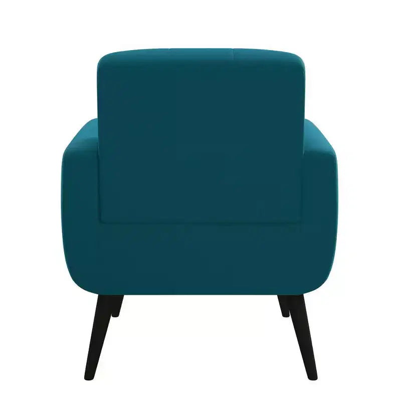 Fauteuil rembourré Mid-Century bleu/gris/jaune et expresso/naturel, 1 place