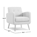 Fauteuil rembourré Mid-Century bleu/gris/jaune et expresso/naturel, 1 place