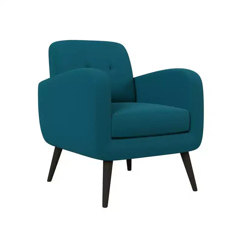 Fauteuil rembourré Mid-Century bleu/gris/jaune et expresso/naturel, 1 place