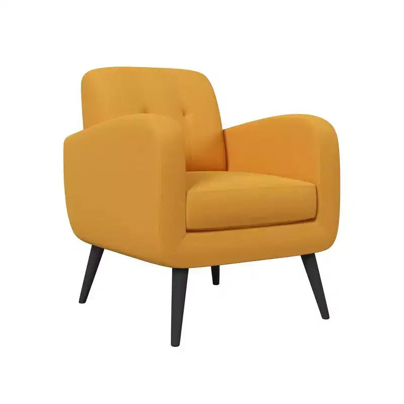 Fauteuil rembourré Mid-Century bleu/gris/jaune et expresso/naturel, 1 place