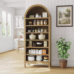Étagère arquée 7 niveaux brun naturel, rangement ouvert, utilisateur unique