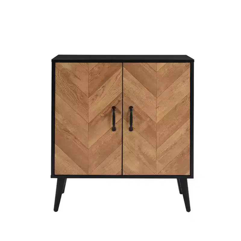 Meuble de rangement à 2 portes chevrons noirs