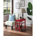 HomeStock Belmont Three Tier End Table with Hidden Storage Drawer and Open Shelves, Compact Transitional Side Table for Living Room Storage