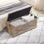 Banc de rangement relevable en lin naturel, style rétro, 1-2 personnes