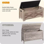 Banc de rangement relevable en lin naturel, style rétro, 1-2 personnes
