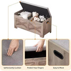 Banc de rangement relevable en lin naturel, style rétro, 1-2 personnes