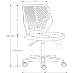 Fauteuil de bureau pivotant noir sans accoudoirs, réglable en hauteur, 1 place