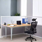 Séparateur de bureau gris à 2 panneaux avec fenêtres en acrylique dépoli