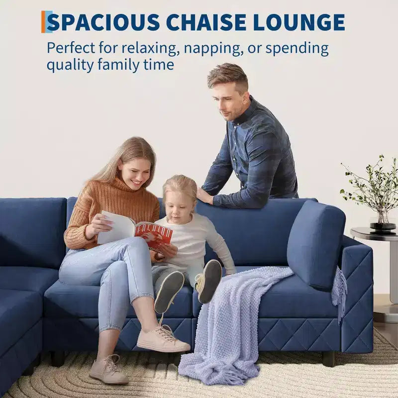 Canapé sectionnel modulaire en L noir, 4 places, revêtu de velours chenille
