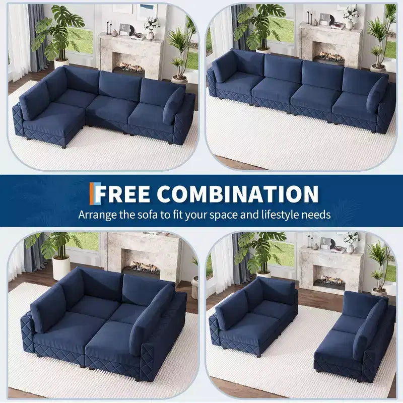 Canapé sectionnel modulaire en L noir, 4 places, revêtu de velours chenille