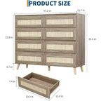 Commode 8 tiroirs en rotin marron, pour 1 personne