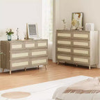 Commode 8 tiroirs en rotin marron, pour 1 personne