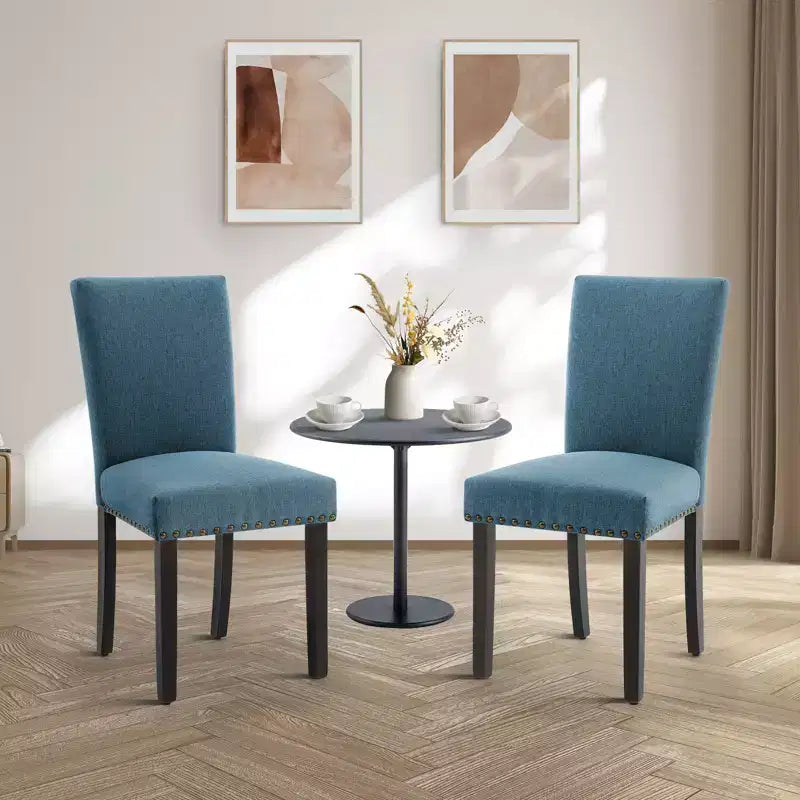 Chaises de salle à manger capitonnées avec accoudoirs, en lin beige, lot de 2
