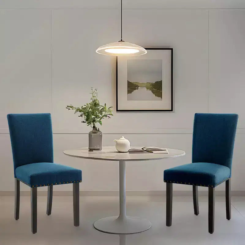 Chaises de salle à manger capitonnées avec accoudoirs, en lin beige, lot de 2