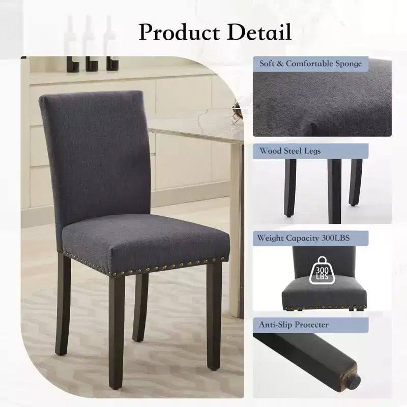 Chaises de salle à manger capitonnées avec accoudoirs, en lin beige, lot de 2