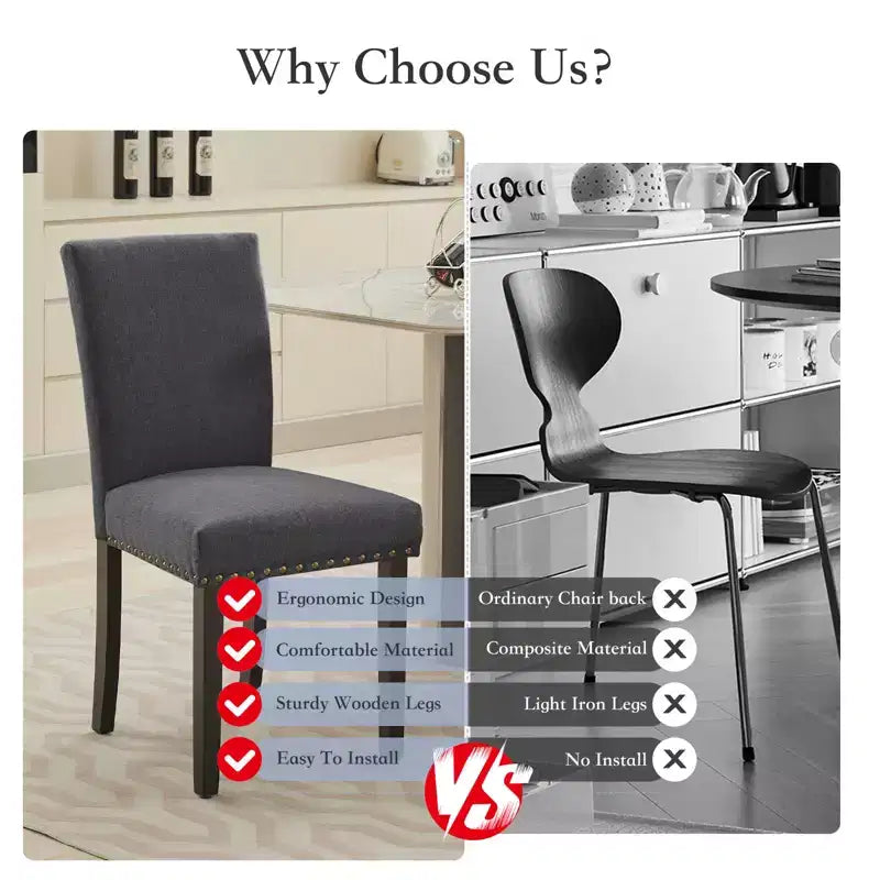 Chaises de salle à manger capitonnées avec accoudoirs, en lin beige, lot de 2