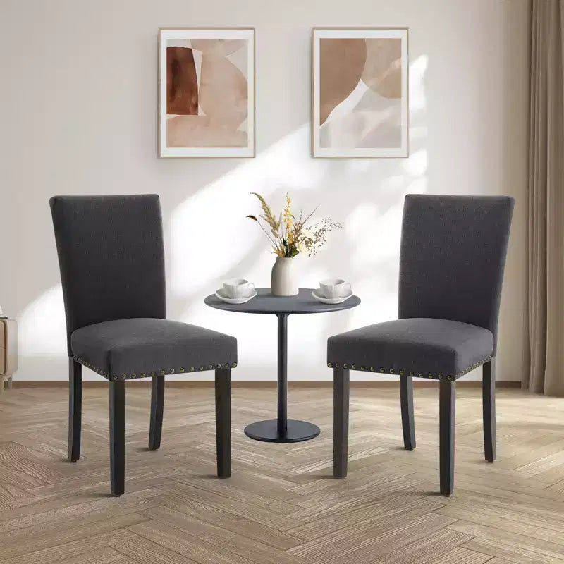 Chaises de salle à manger capitonnées avec accoudoirs, en lin beige, lot de 2