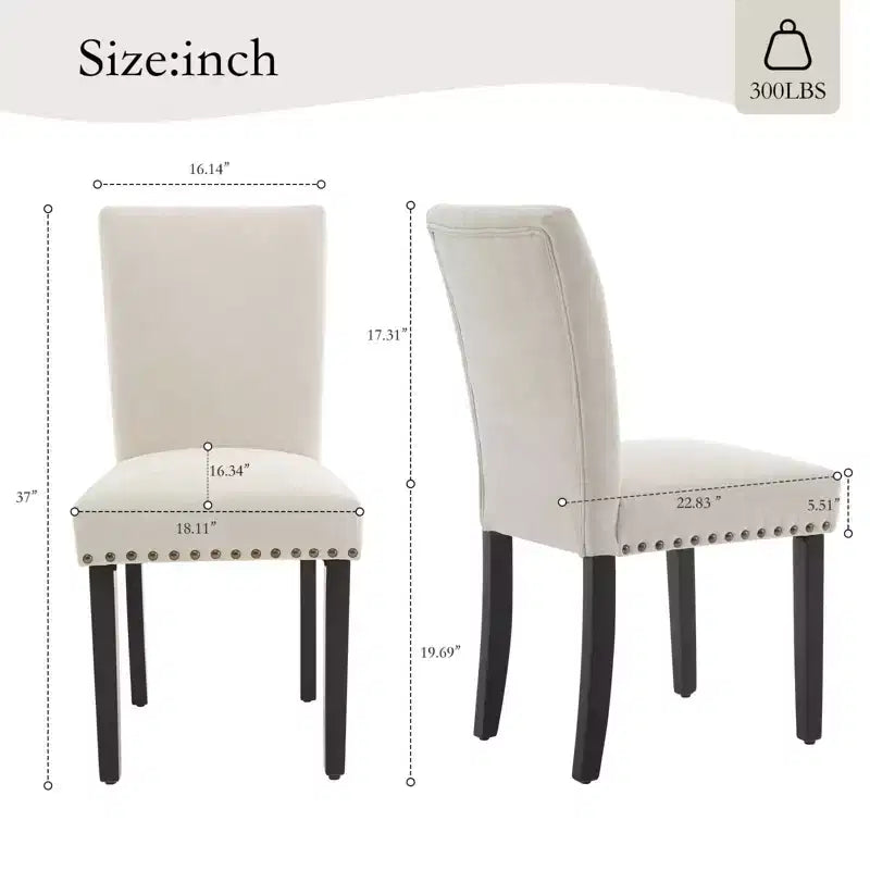 Chaises de salle à manger capitonnées avec accoudoirs, en lin beige, lot de 2