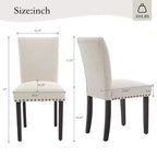 Chaises de salle à manger capitonnées avec accoudoirs, en lin beige, lot de 2