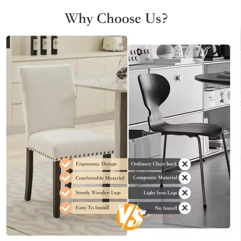Chaises de salle à manger capitonnées avec accoudoirs, en lin beige, lot de 2