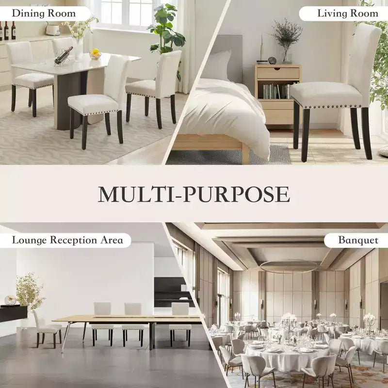 Chaises de salle à manger capitonnées avec accoudoirs, en lin beige, lot de 2