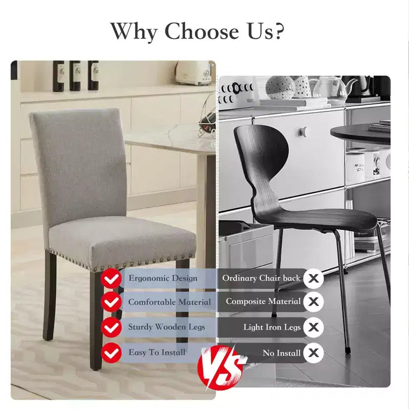 Chaises de salle à manger capitonnées avec accoudoirs, en lin beige, lot de 2