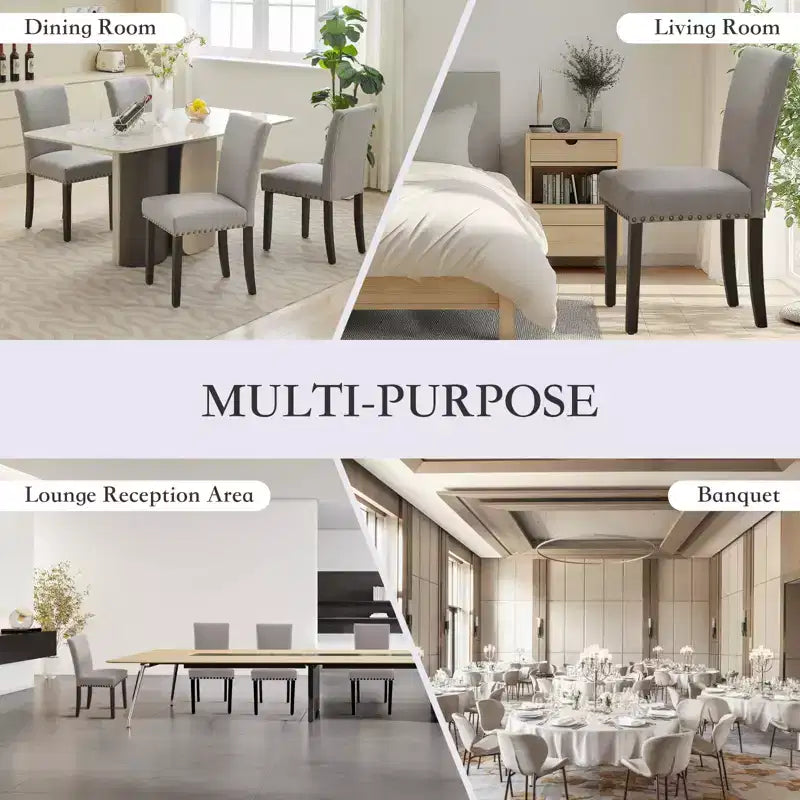 Chaises de salle à manger capitonnées avec accoudoirs, en lin beige, lot de 2