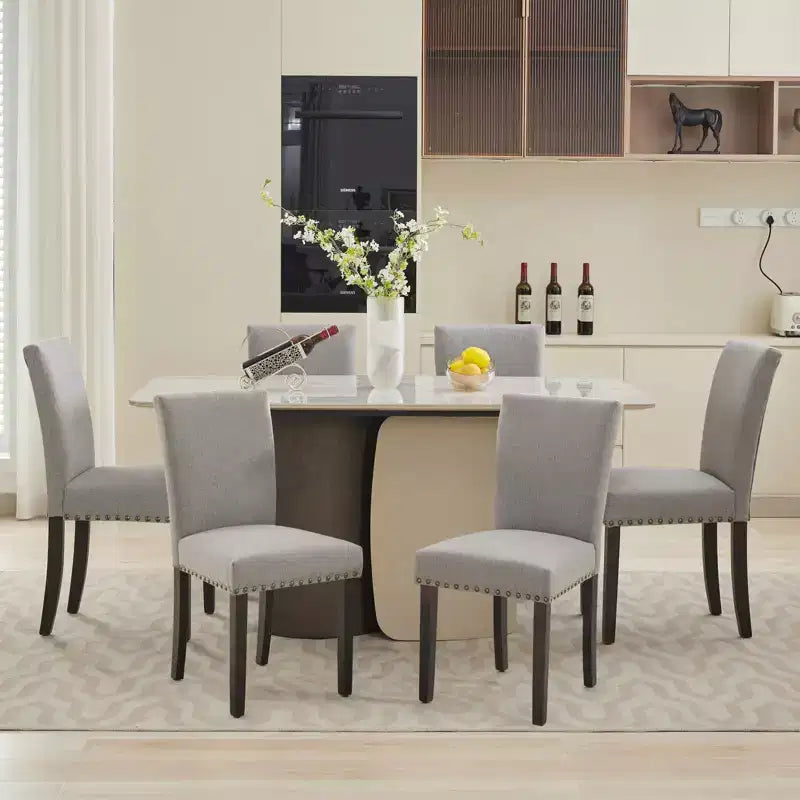 Chaises de salle à manger capitonnées avec accoudoirs, en lin beige, lot de 2
