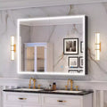 FAMYYT 48 in. W x 36 in. H Rectangular Aluminum Medicine Cabinet with Mirror and Light, Dimmable, Defogger, Black