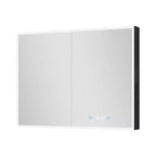 Armoire à pharmacie rectangulaire noire à LED avec miroir, 2 portes, 1 personne