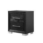 Table de chevet noire à 2 tiroirs avec ports USB, 66 cm