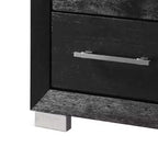 Table de chevet noire à 2 tiroirs avec ports USB, 66 cm