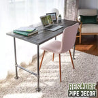 Bureau Boulder en pin noir et tuyaux d'acier, 1 personne