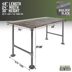 Bureau Boulder en pin noir et tuyaux d'acier, 1 personne