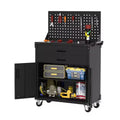 Heavy Duty Rolling Tool Cabinet - 35,with 2 Adjustable Shelves, Pegboard, Locks & 4 Wheels - Mobile Workbench
