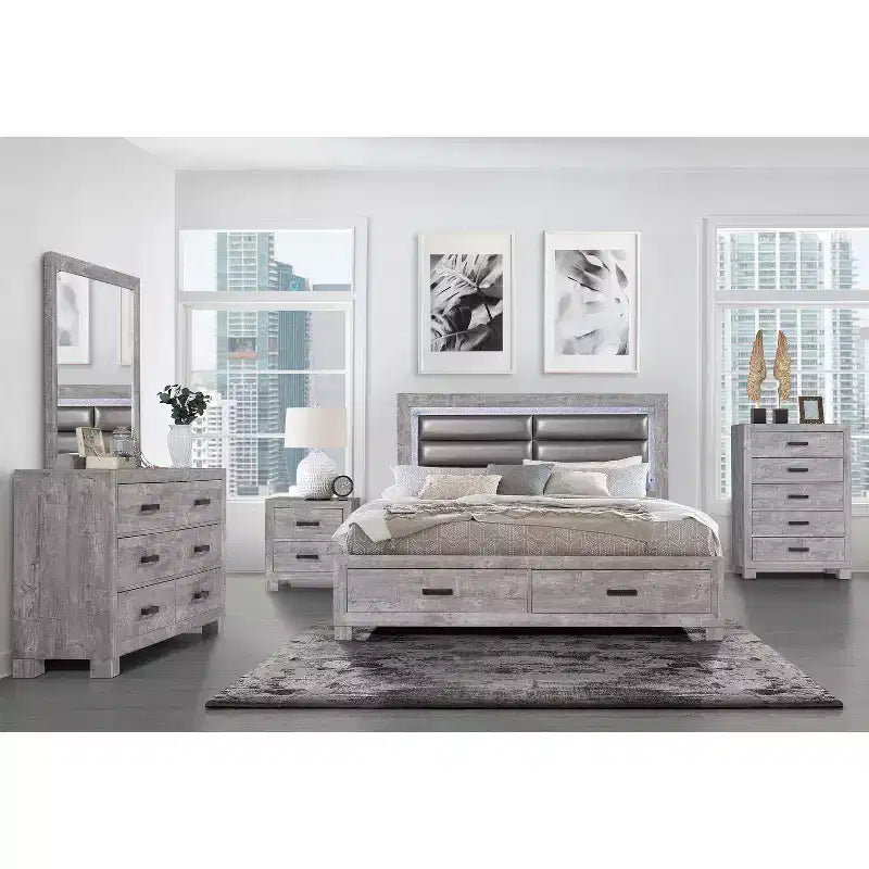 Commode verticale 14 tiroirs gris clair très brillant