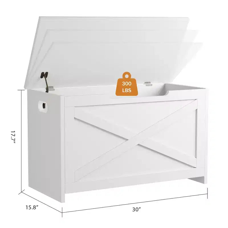 Banc de rangement à abattant, une place, 30", blanc mat / couleurs rétro / frêne délavé